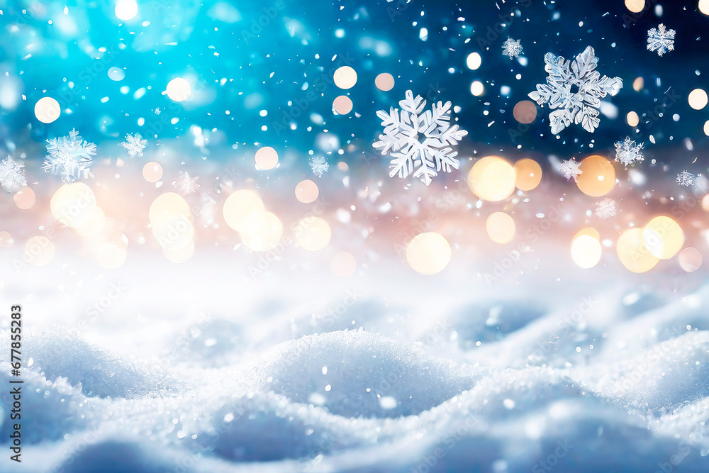Winter blurred texture with snow and bokeh. Christmas background with color mixing sparkling gold confetti. Winter blurred texture with snow and bokeh. Christmas background with color mixing sparkling gold confetti.
