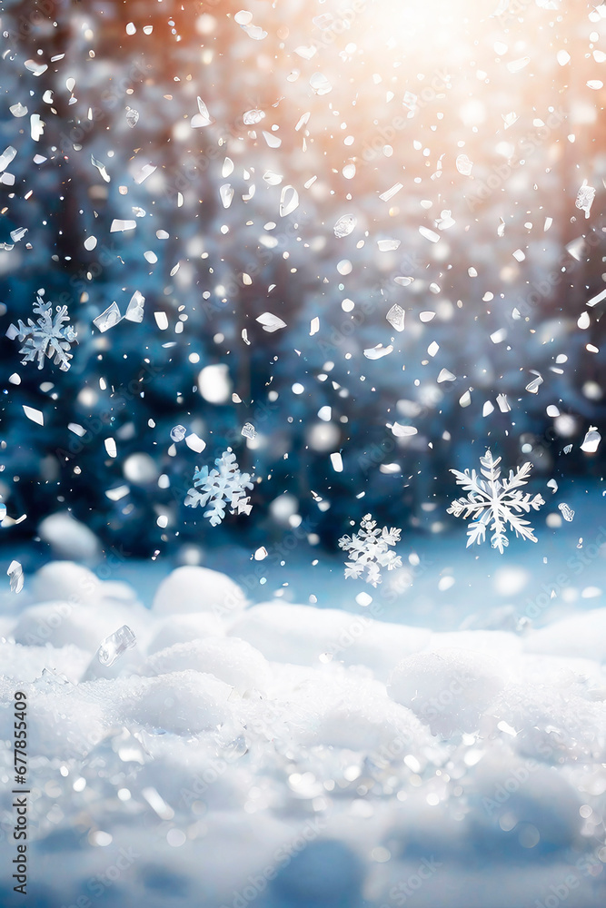 Winter blurred texture with snow and bokeh. Christmas background with color mixing sparkling gold confetti. Winter blurred texture with snow and bokeh. Christmas background with color mixing sparkling gold confetti.