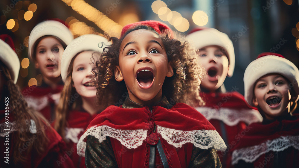 Children Singing Cristmas Songs at Christmas Market