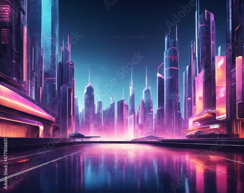 night city skyline  gaming mode cityscape