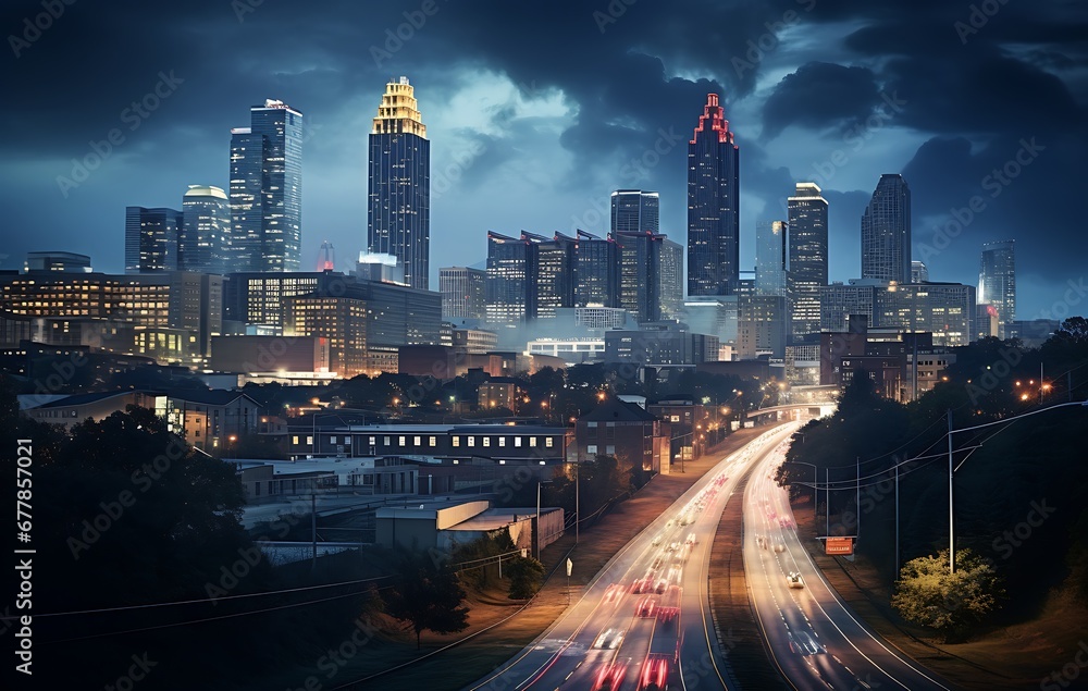 Atlanta, Georgia, USA downtown city skyline at dusk. Travel and tourism concept.