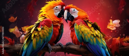 background of a colorful and vibrant nature environment an isolated couple of beautiful birds can be seen in a portrait of animal life © TheWaterMeloonProjec