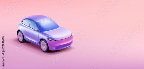 Modern futuristic 3d blue-violet car. The concept of new technologies in cars. For advertising business services, security, services, banking services, and travel.