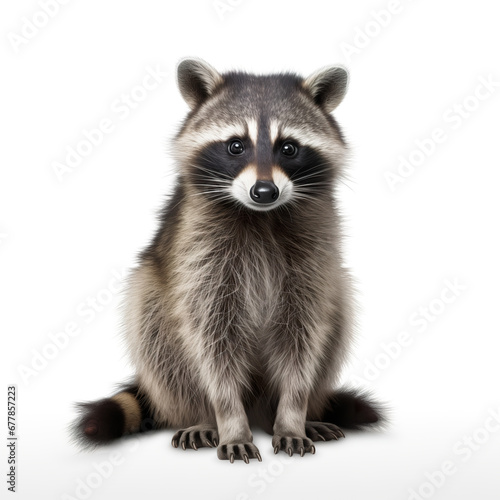 Cute racoon isolated on white background