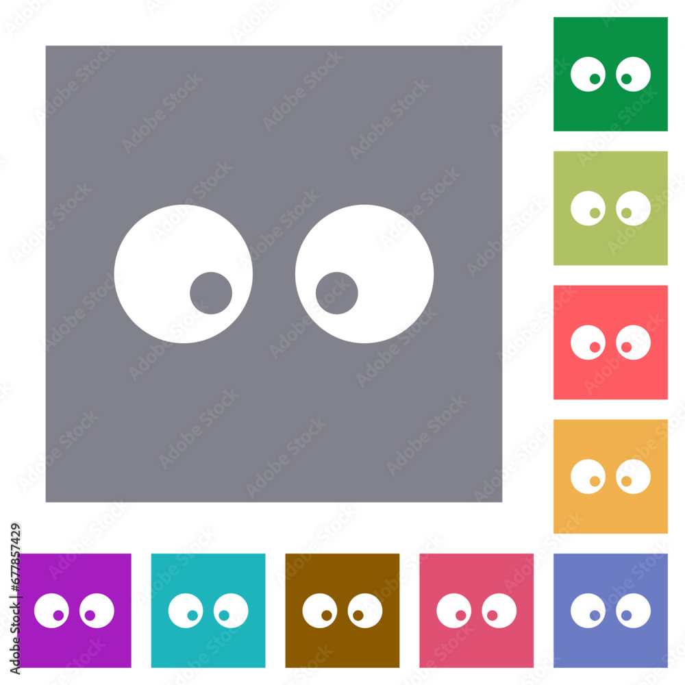 Watching eyes solid square flat icons Watching eyes solid square flat icons