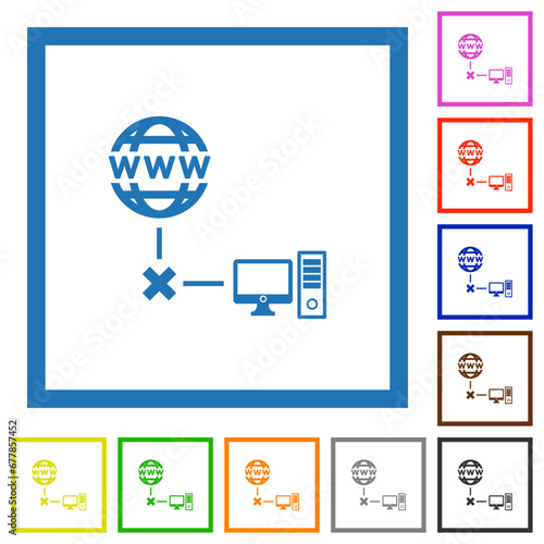 Offline laptop flat framed icons