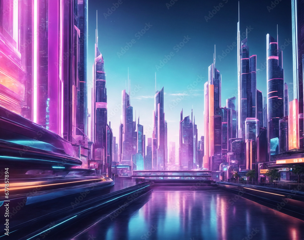 night city skyline, gaming mode cityscape