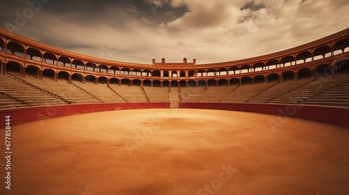 Deserted Spanish Bullfight Arena: A Glimpse into Traditional Bullring. Generative ai