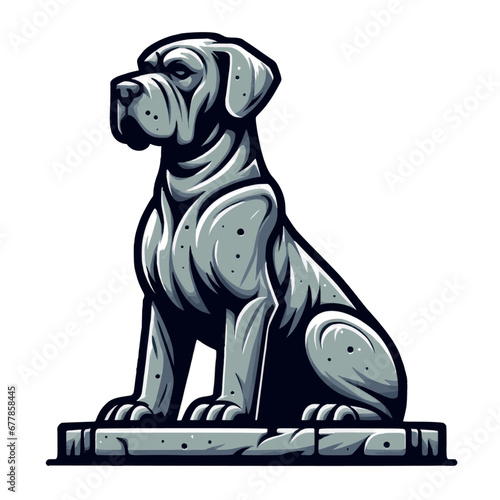 Great Dane Dog Stone Statue Vector Illustration 