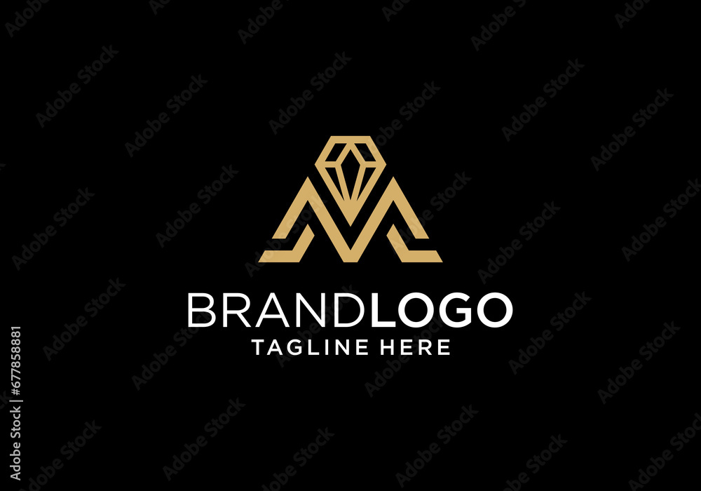 Letter m diamond stone logo and icon design vector concept for template - obrazy, fototapety, plakaty 