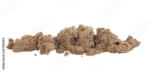 Pile of Wet Sand Isolated on White Background.