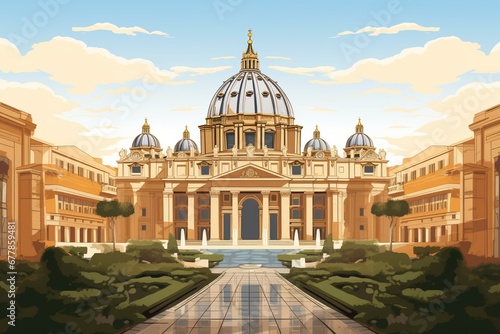 Illustration of a renowned building in Vatican City, a popular tourist destination. Generative AI