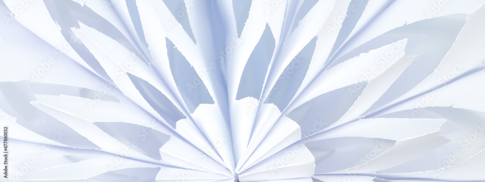 Snowflake made of paper on white background. voluminous. panorama, banner. Snowflake made of paper on white background. voluminous. panorama, banner.