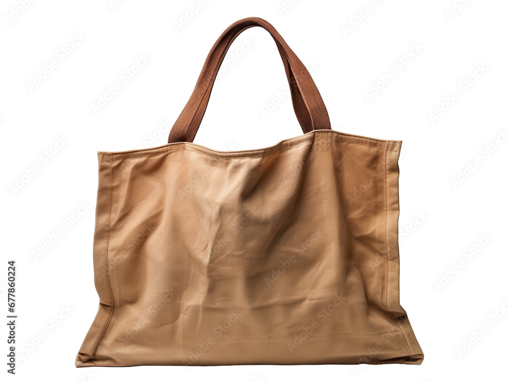 Brown fabric shopping bag, cut out Brown fabric shopping bag, cut out