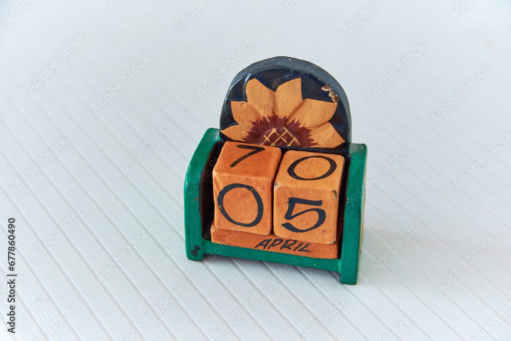 daily and monthly calendar made of wooden pieces