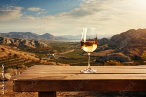 The backdrop of a landscape highlighting the wine