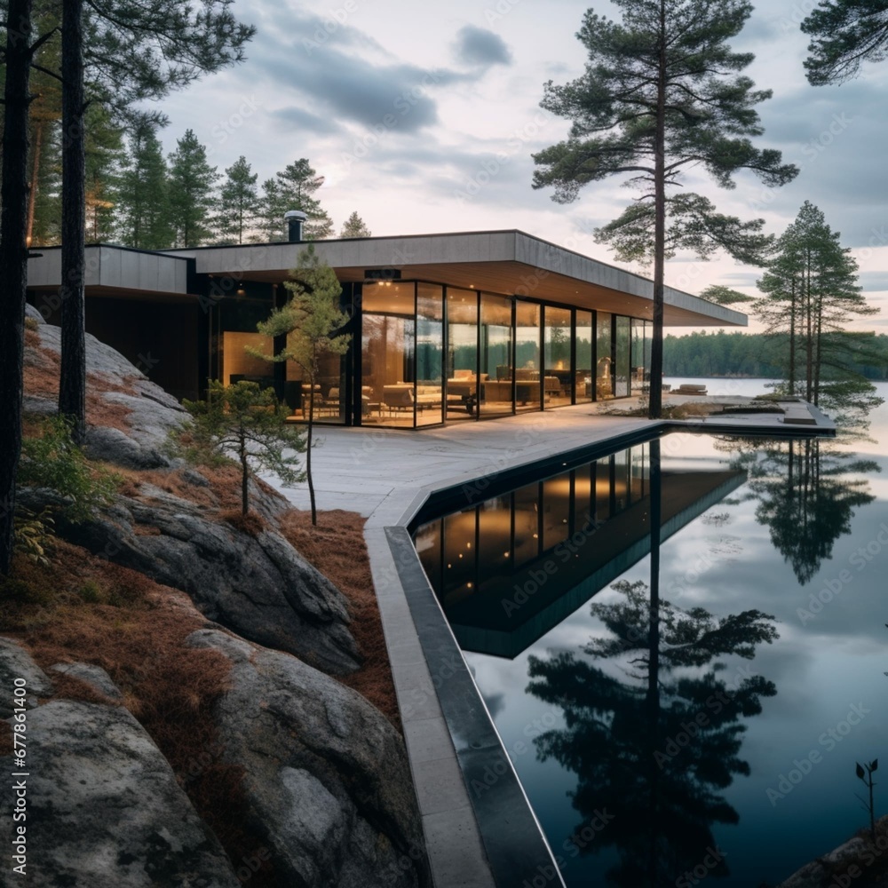 Minimalist villa in Finland overlooking lakes and forests