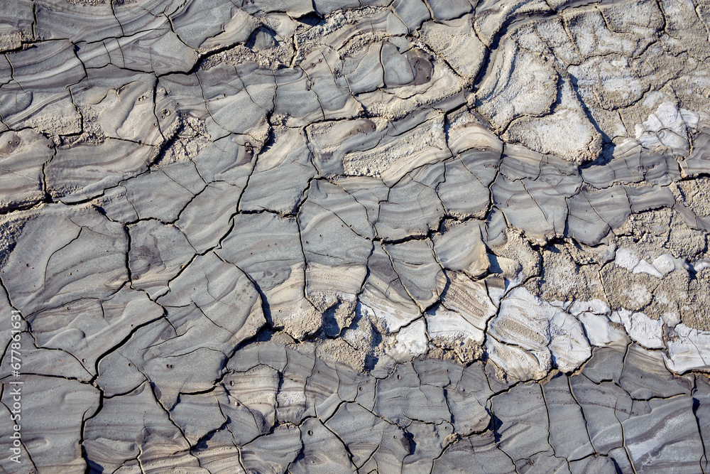 cones of mud volcanoes from which rivers of mud flow