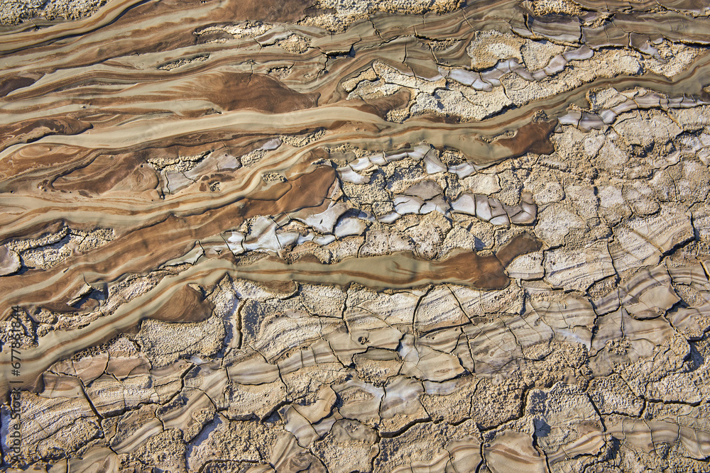 cones of mud volcanoes from which rivers of mud flow