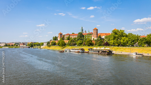 Historic city centre of Krakow, Poland with Wawel castle and Wisła river on a beautiful summer day as part of the UNSESCO World heritage photo
