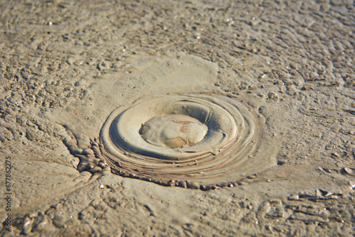 Obraz na płótnie cones of mud volcanoes from which rivers of mud flow w salonie