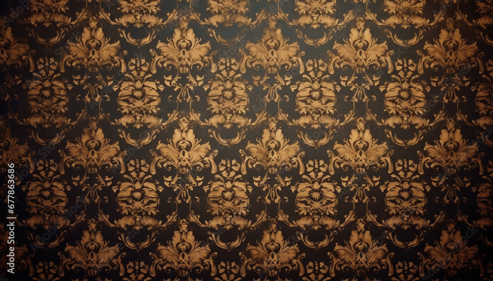 Abstract floral pattern on old fashioned wallpaper with ornate leaf illustration generated by AI Abstract floral pattern on old fashioned wallpaper with ornate leaf illustration generated by AI