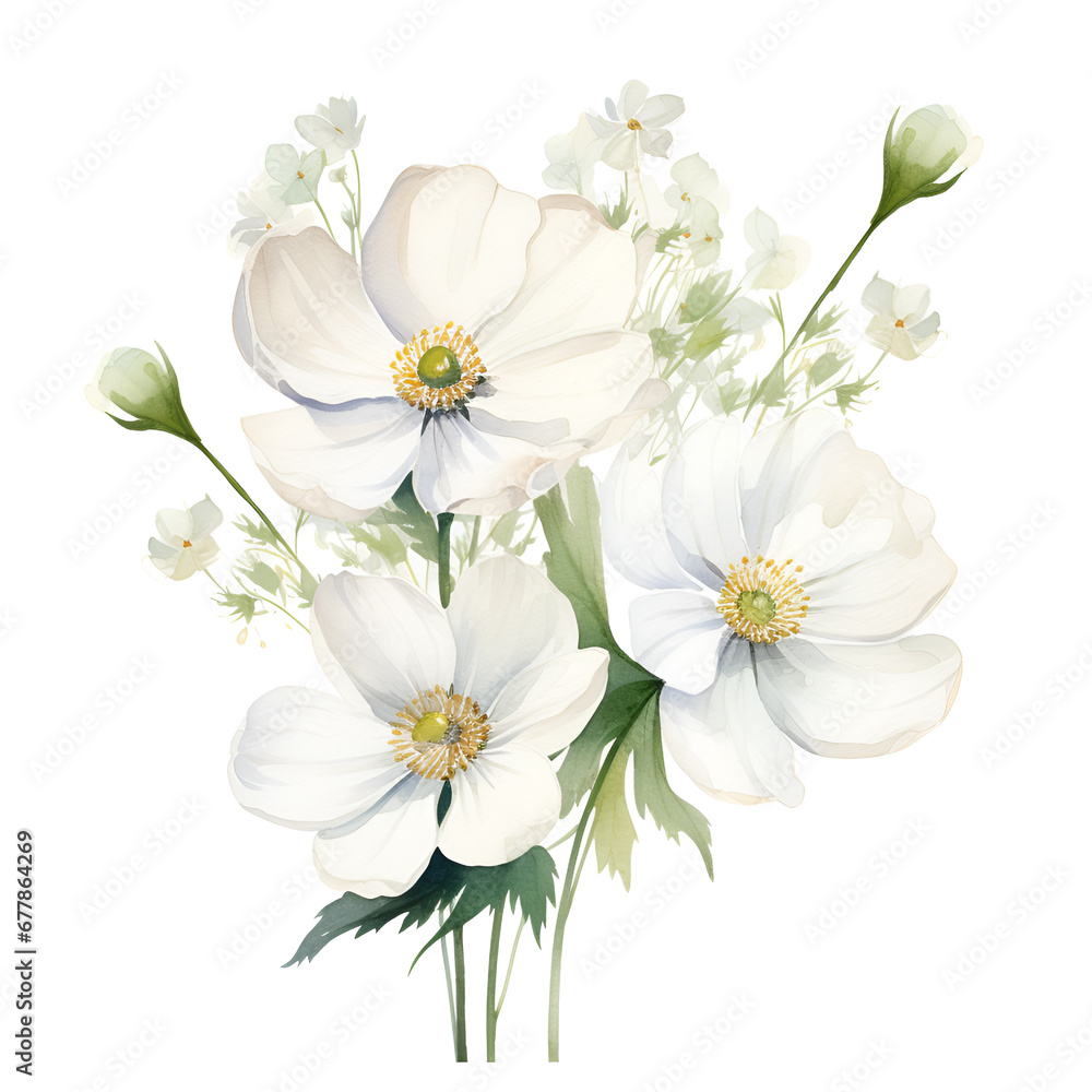 flower bouquet isolated on white background, ai generated 