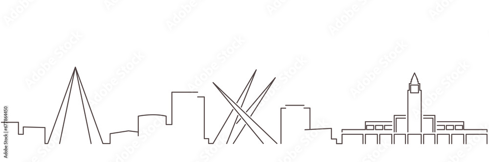 Goiania Dark Line Simple Minimalist Skyline With White Background Goiania Dark Line Simple Minimalist Skyline With White Background