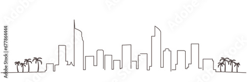 Gold Coast Dark Line Simple Minimalist Skyline With White Background