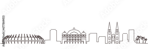 Fortaleza Dark Line Simple Minimalist Skyline With White Background