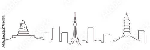 Foshan Dark Line Simple Minimalist Skyline With White Background