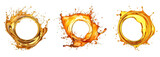 Engine oil splashes in a circular shape, isolated on a transparent  background.oil  Engine splash.