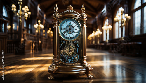 Ancient clock tower illuminates the night, symbolizing spirituality and history generated by AI