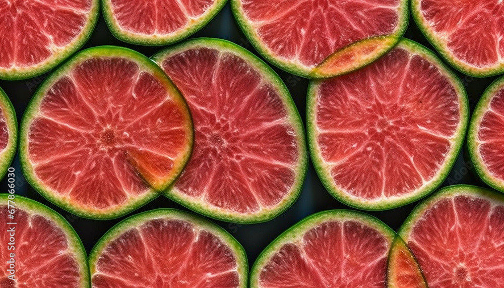 Vibrant grapefruit slice, a healthy and juicy summer refreshment generated by AI Vibrant grapefruit slice, a healthy and juicy summer refreshment generated by AI