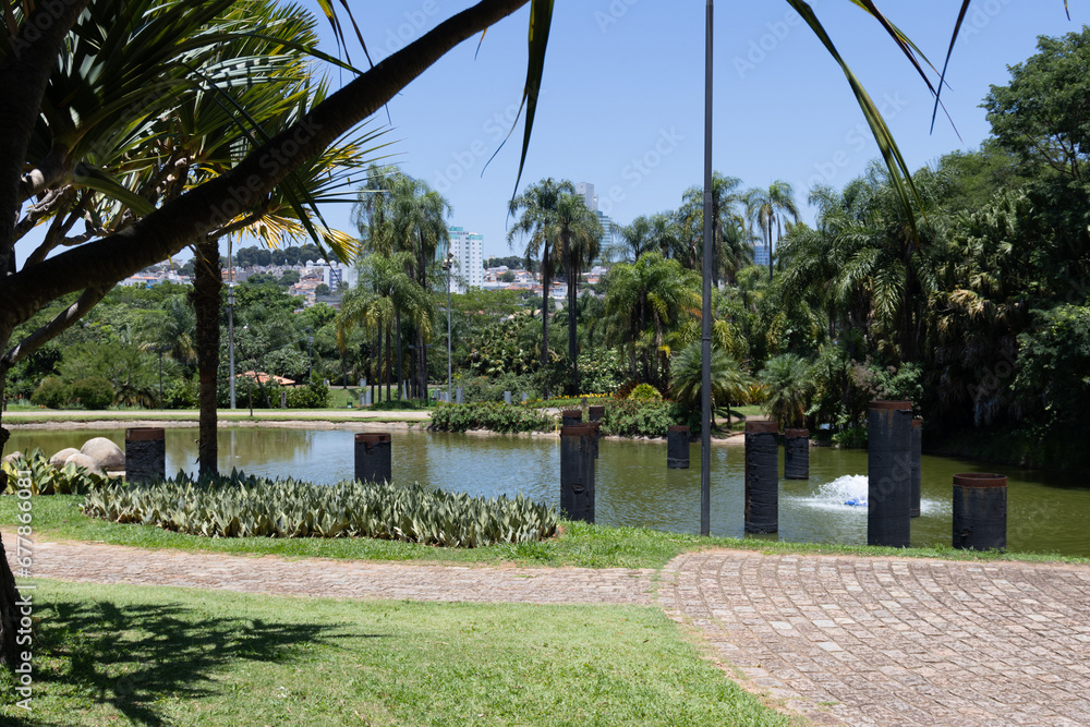 Botanic Garden of the city of Jundiai in Sao Paulo, Brazil. Aerial view.