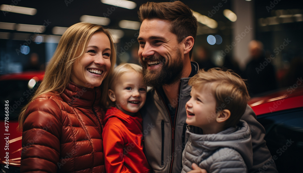 Smiling family embraces love, joy, and togetherness generated by AI Smiling family embraces love, joy, and togetherness generated by AI