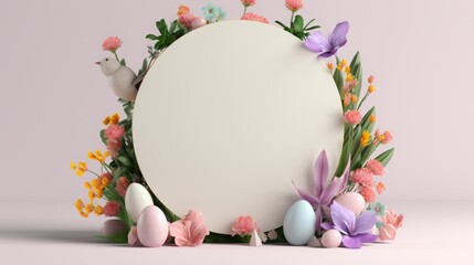 Easter podium background 3d product egg spring happy flower display scene sale gold. Background rabbit podium banner cosmetic greeting easter stage card poster platform grass nature mockup green day