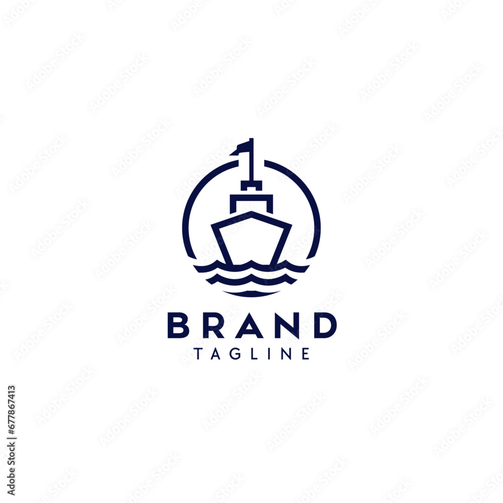 Boat marine, Cruise ship travel Logo Symbol Design Template Flat Style Vector