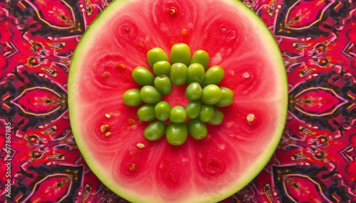 Juicy watermelon slice, a colorful and refreshing summer snack generated by AI