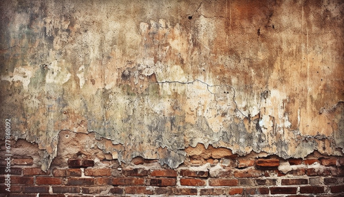 Rusty old building feature with weathered concrete and textured brick generated by AI