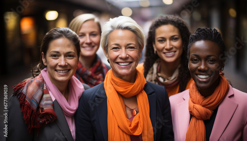 A group of smiling women enjoying winter outdoors generated by AI