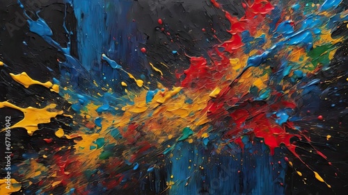 Abstract splattered painting texture, oil on canvas