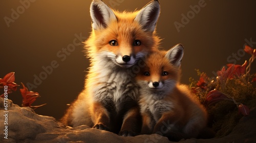 Posing with her baby kit is Mama Fox