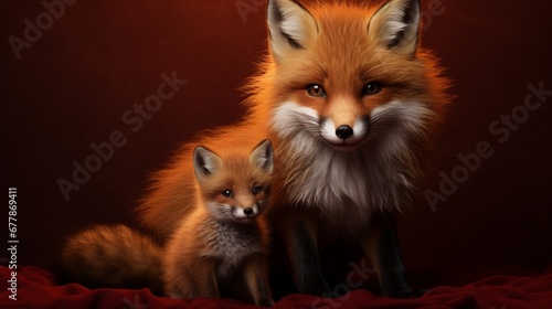 Posing with her baby kit is Mama Fox