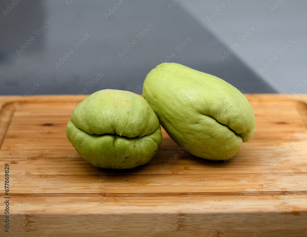 fresh chayote on table fresh chayote on table