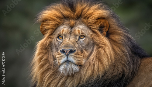 Large feline mammal with a majestic mane in African wilderness generated by AI