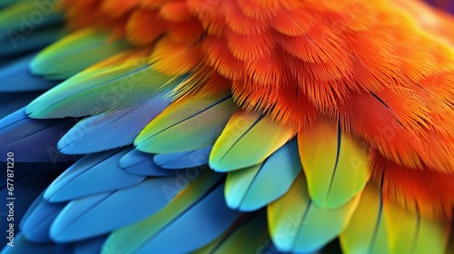Tropical bird design on colourful Parrot Macaw wing photographed in Pantanal, Brazil © SAJAWAL JUTT