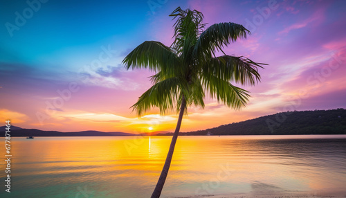 Tranquil sunset over tropical waters, a nature lover heaven generated by AI