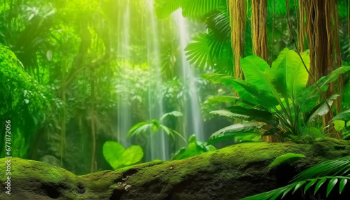 Tropical rainforest a vibrant, tranquil scene of nature beauty generated by AI