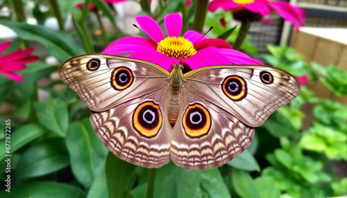 Vibrant butterfly pollinates single flower in nature beauty generated by AI